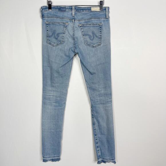 AG Adriano Goldschmied Womens 27 Legging Super Skinny Ankle Jean Ripped Open Hem - Picture 2 of 10